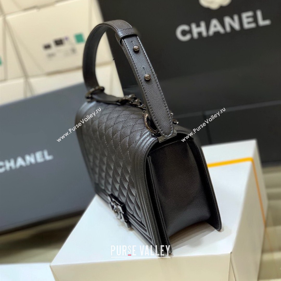 Chanel Quilted Original Haas Caviar Leather Medium Boy Flap Bag All Black (Top Quality) (SHUNY-210811059)