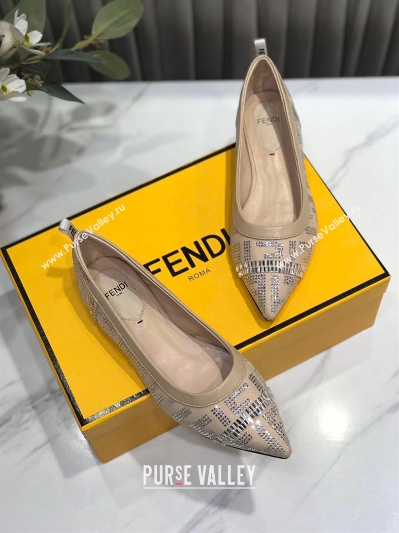 Fendi Colibri Crystal Fabric Flat Ballerinas Nude 2020 (MD-20122157)