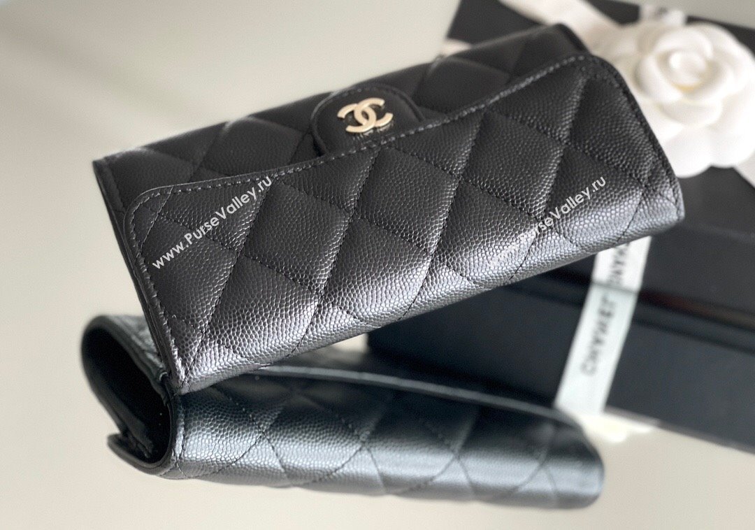 Chanel Grained Calfskin Classic Flap Long Wallet CH121302 Black 2023 Top (MHE-23121304)