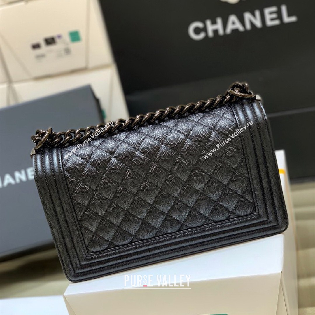 Chanel Quilted Original Haas Caviar Leather Medium Boy Flap Bag All Black (Top Quality) (SHUNY-210811059)