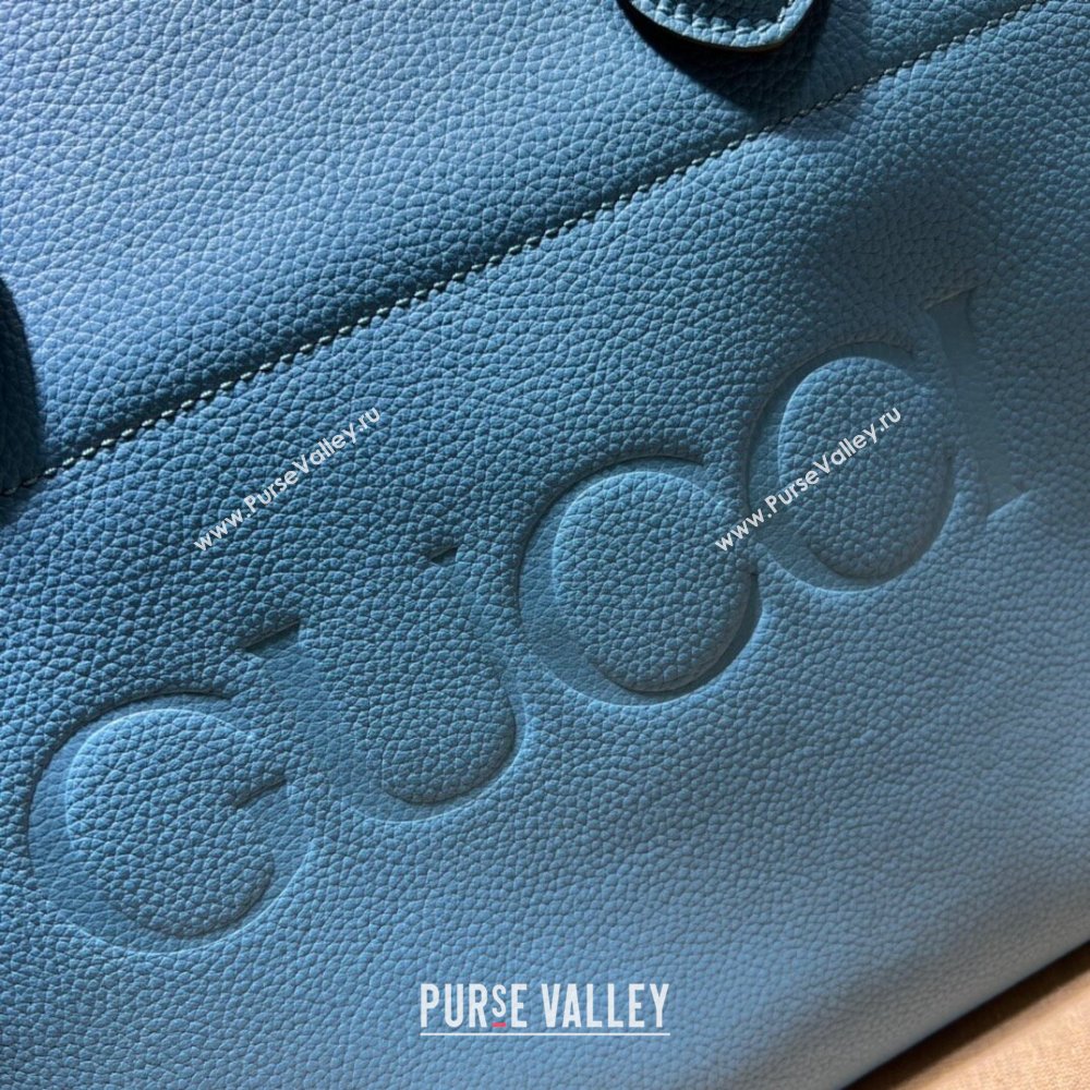 Gucci Leather Small Tote Bag with Gucci logo 674822 Blue 2022 (DLH-22011729)