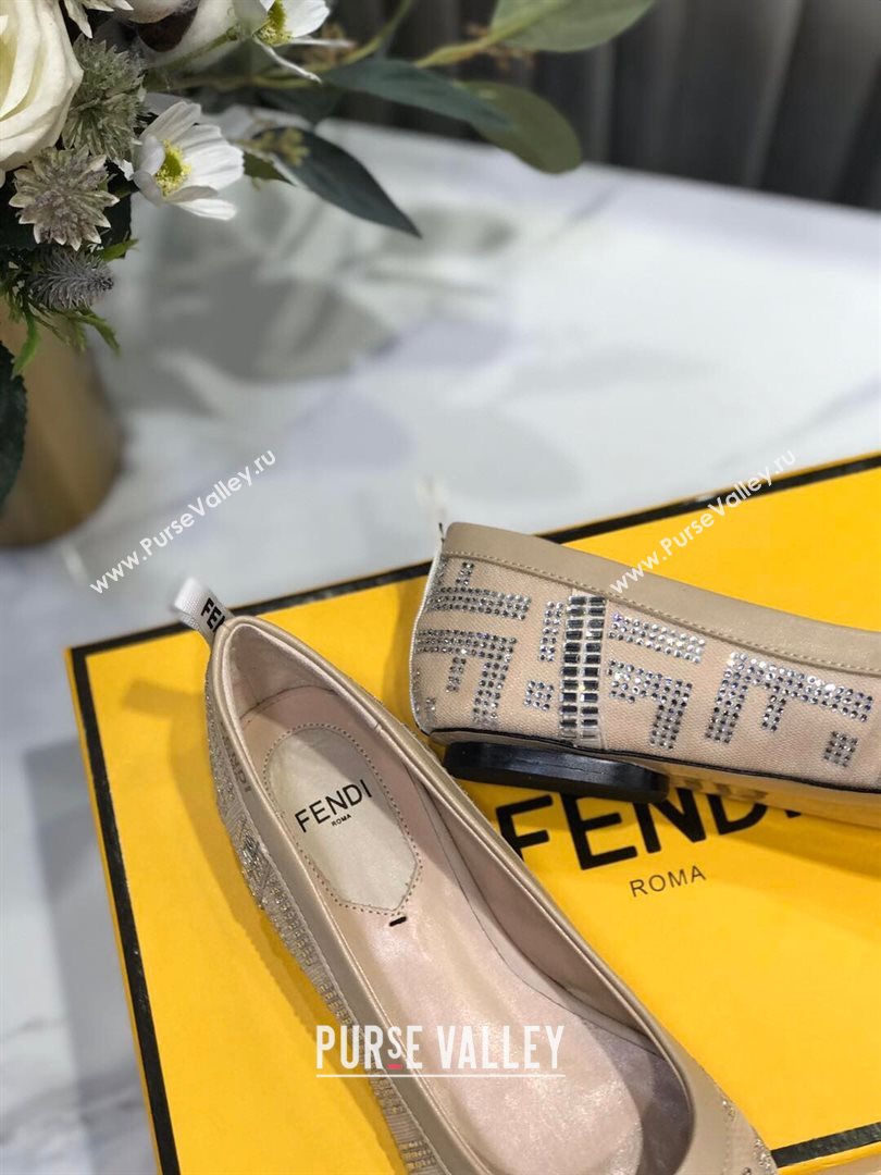 Fendi Colibri Crystal Fabric Flat Ballerinas Nude 2020 (MD-20122157)