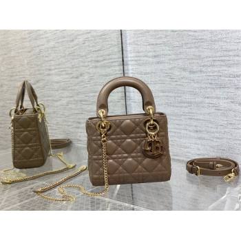 Dior Mini Lady Dior Bag in Khaki Grey Cannage Lambskin 2024 0523 (XXG-240523069)
