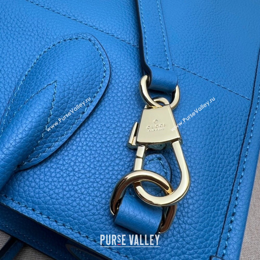 Gucci Leather Small Tote Bag with Gucci logo 674822 Blue 2022 (DLH-22011729)