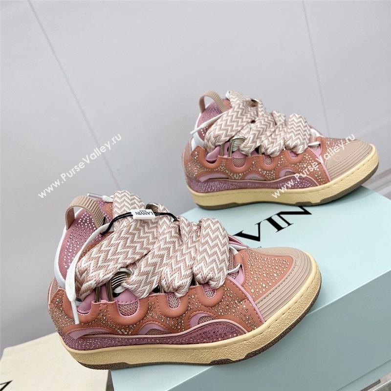 Lanvin Leather Curb Sneakers L110135 Pink/Crystals 2023 Top (KL-23110135)