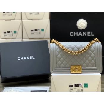 Chanel Quilted Original Haas Caviar Leather Medium Boy Flap Bag Grey/Gold (Top Quality) (SHUNY-210811060)