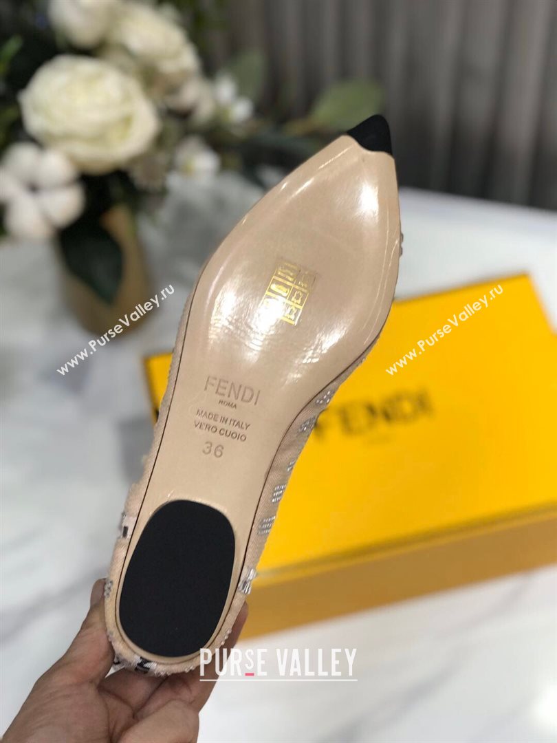 Fendi Colibri Crystal Fabric Flat Ballerinas Nude 2020 (MD-20122157)