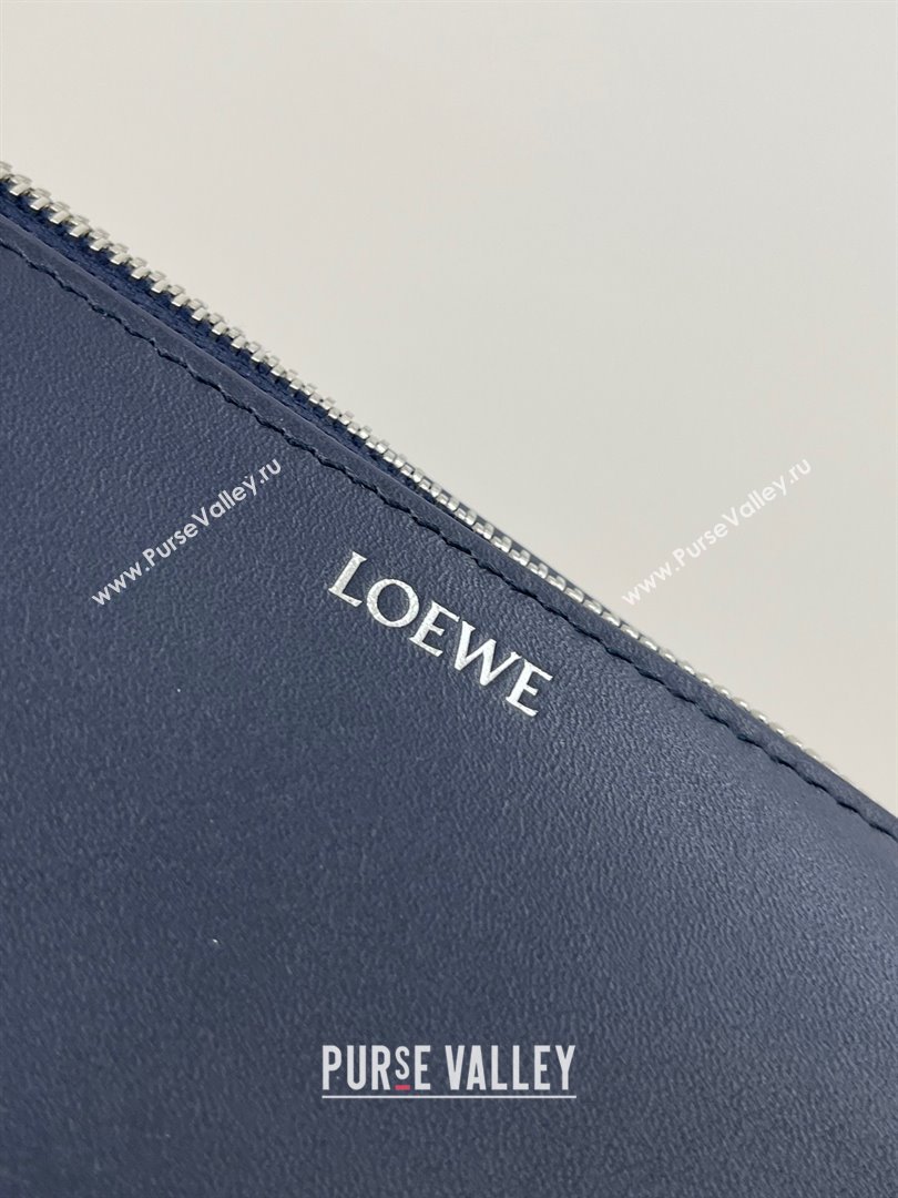 Loewe Mens Puzzle Fold Wash Bag in Shiny Calfskin 9063 Abyss Blue 2024 Top (KE-24090210)