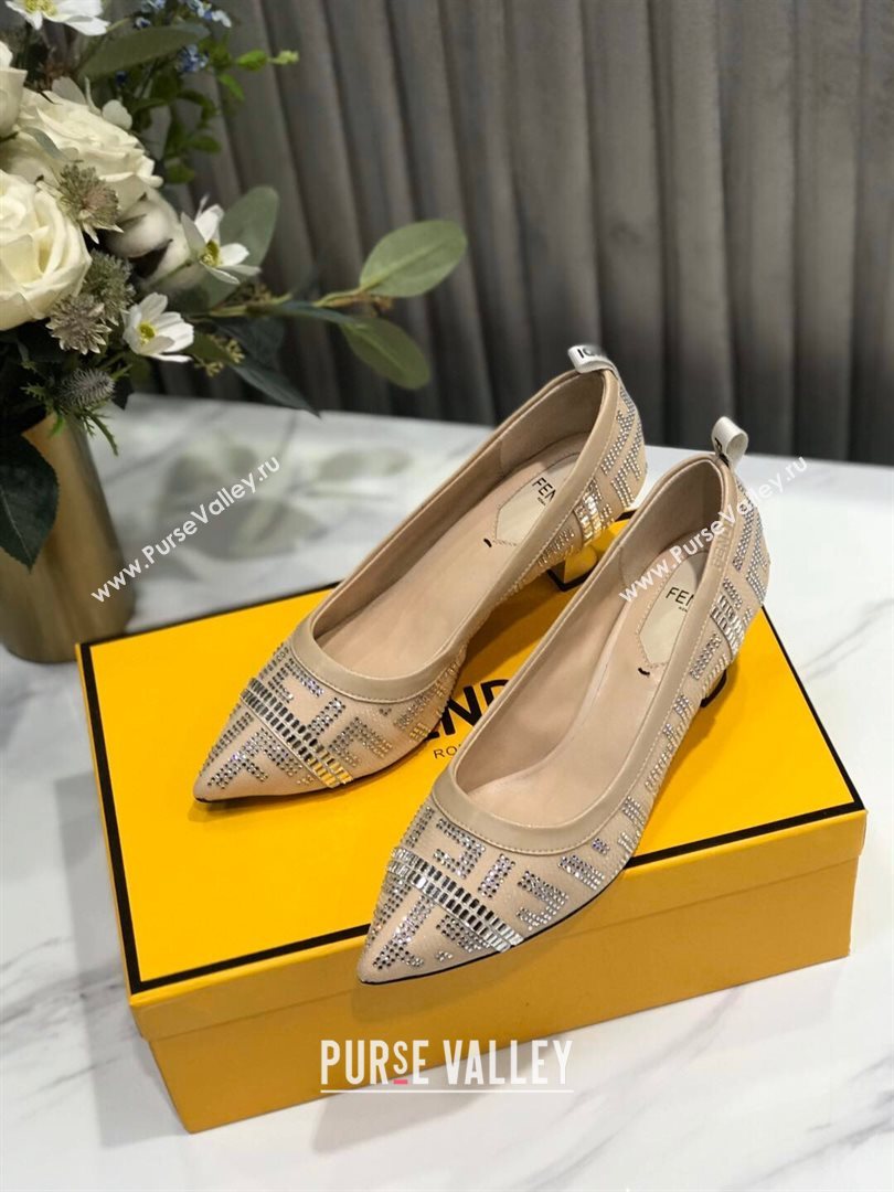 Fendi Colibri Crystal Fabric Pumps 5.5cm Nude 2020 (MD-20122156)