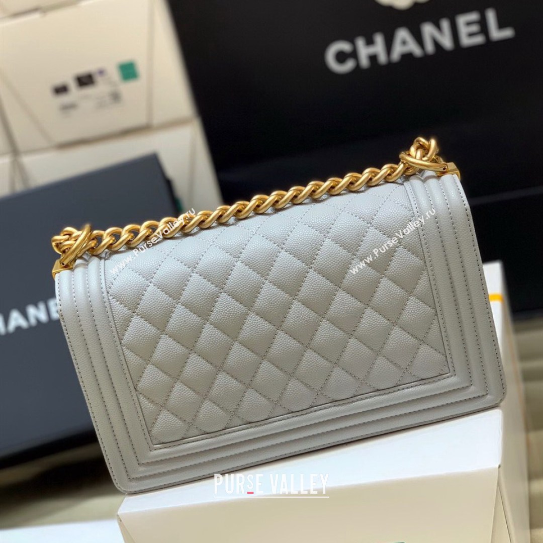 Chanel Quilted Original Haas Caviar Leather Medium Boy Flap Bag Grey/Gold (Top Quality) (SHUNY-210811060)