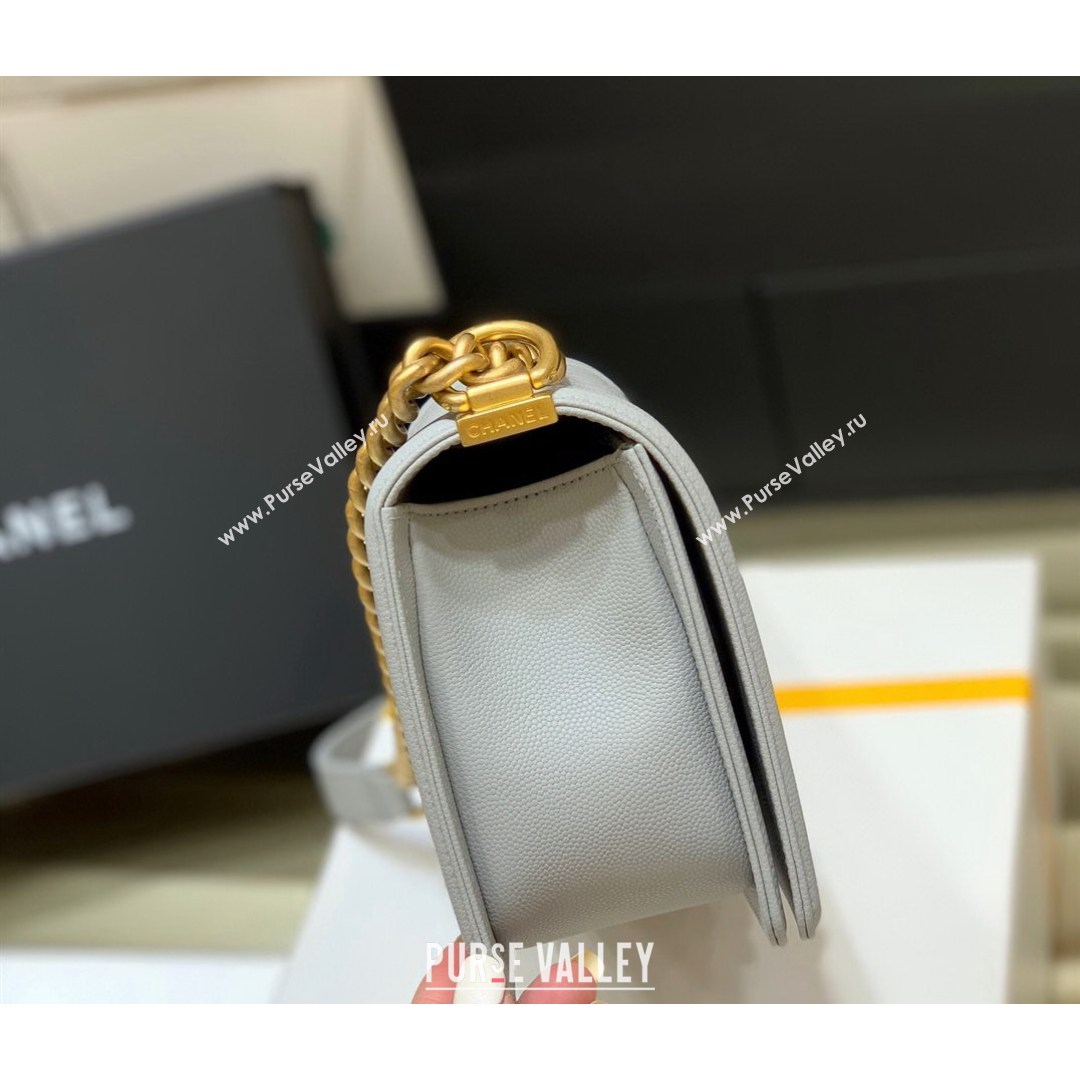 Chanel Quilted Original Haas Caviar Leather Medium Boy Flap Bag Grey/Gold (Top Quality) (SHUNY-210811060)