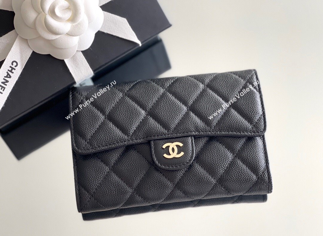 Chanel Grained Calfskin Classic Flap Wallet CH121301 Black 2023 Top (MHE-23121303)