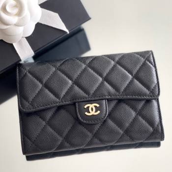 Chanel Grained Calfskin Classic Flap Wallet CH121301 Black 2023 Top (MHE-23121303)