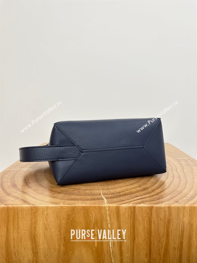 Loewe Mens Puzzle Fold Wash Bag in Shiny Calfskin 9063 Abyss Blue 2024 Top (KE-24090210)