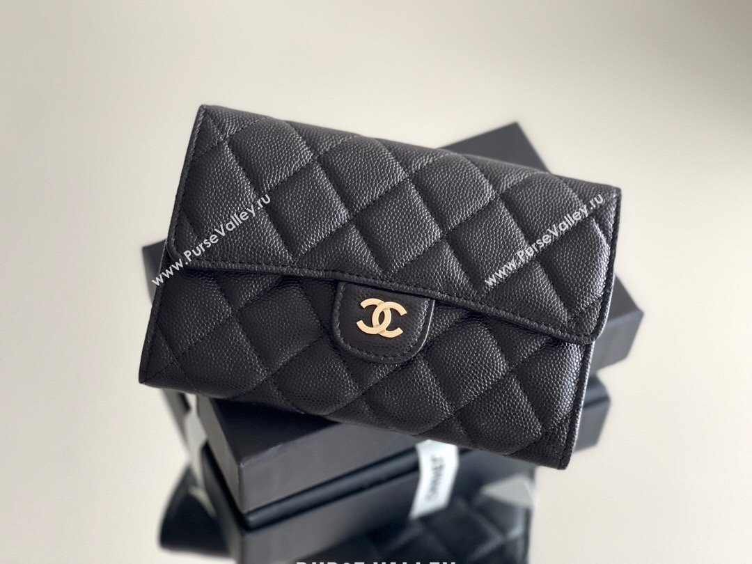 Chanel Grained Calfskin Classic Flap Wallet CH121301 Black 2023 Top (MHE-23121303)