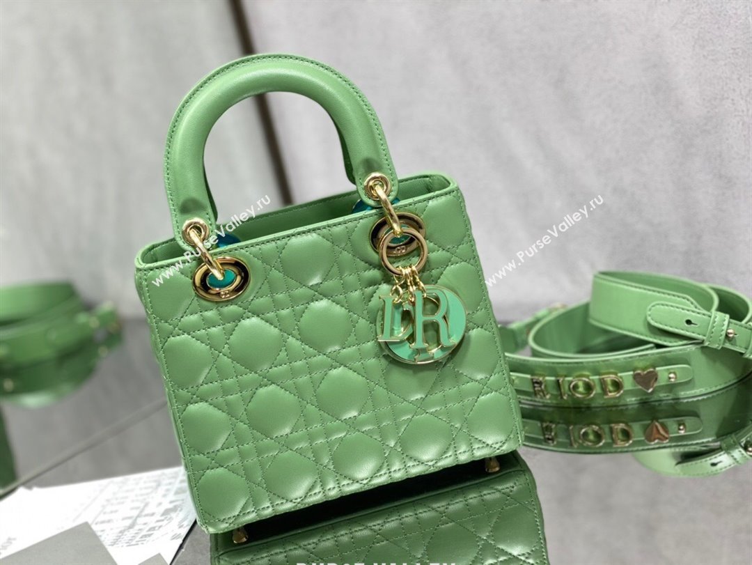 Dior Small Lady My ABCDior Bag in Mint Green Cannage Lambskin 2024 0523 (XXG-240523070)