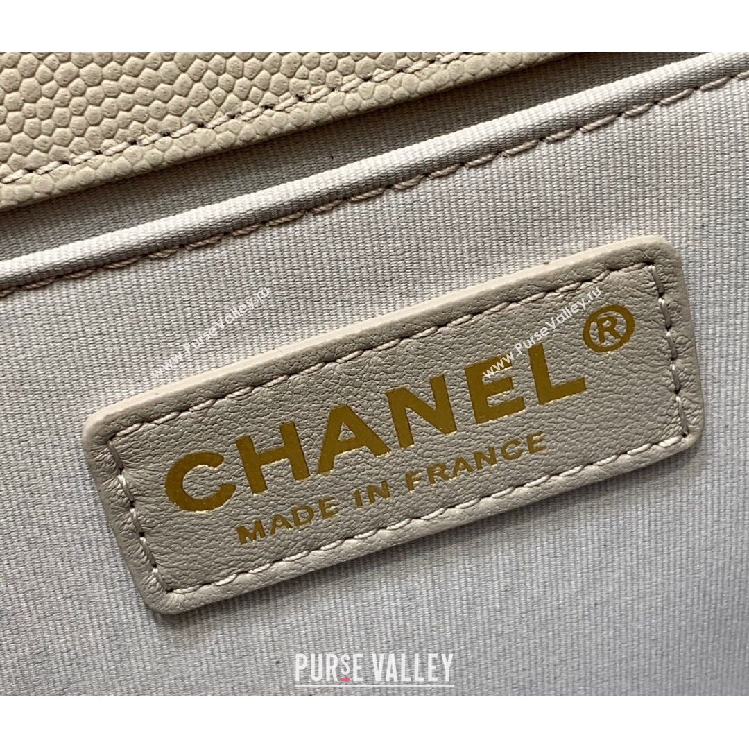 Chanel Quilted Original Haas Caviar Leather Medium Boy Flap Bag Grey/Gold (Top Quality) (SHUNY-210811060)