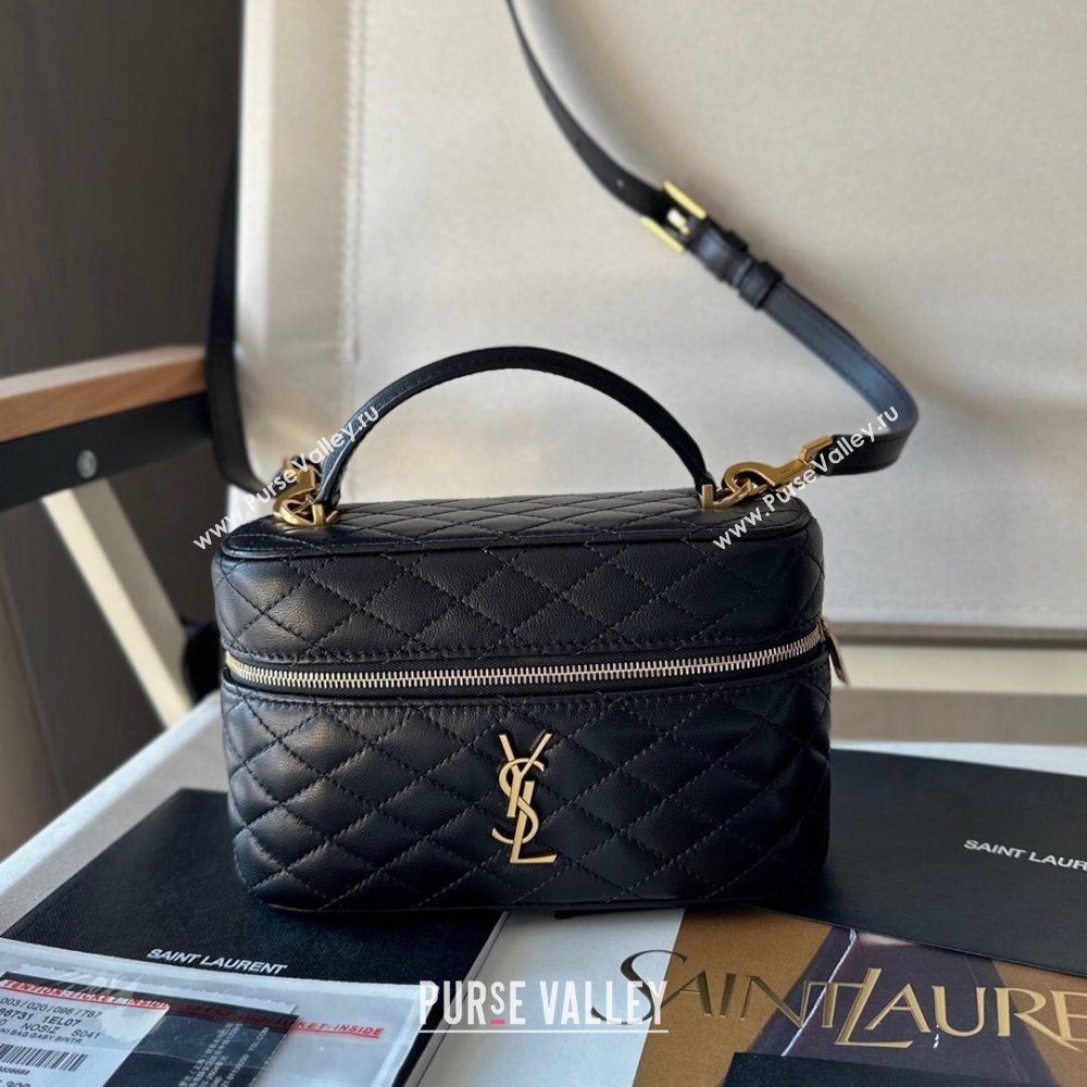 Saint Laurent Gaby Vanity Bag in Black Quilted Lambskin 766731 Black 2024 Top Quality (HS-24121305)