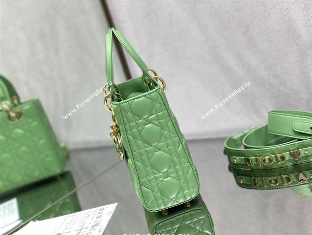 Dior Small Lady My ABCDior Bag in Mint Green Cannage Lambskin 2024 0523 (XXG-240523070)