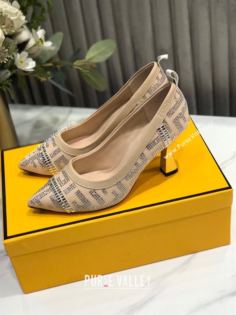 Fendi Colibri Crystal Fabric Pumps 8.5cm Nude 2020 (MD-20122155)