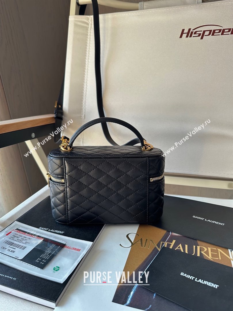 Saint Laurent Gaby Vanity Bag in Black Quilted Lambskin 766731 Black 2024 Top Quality (HS-24121305)