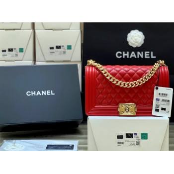 Chanel Quilted Original Haas Caviar Leather Medium Boy Flap Bag Red/Gold (Top Quality) (SHUNY-210811061)