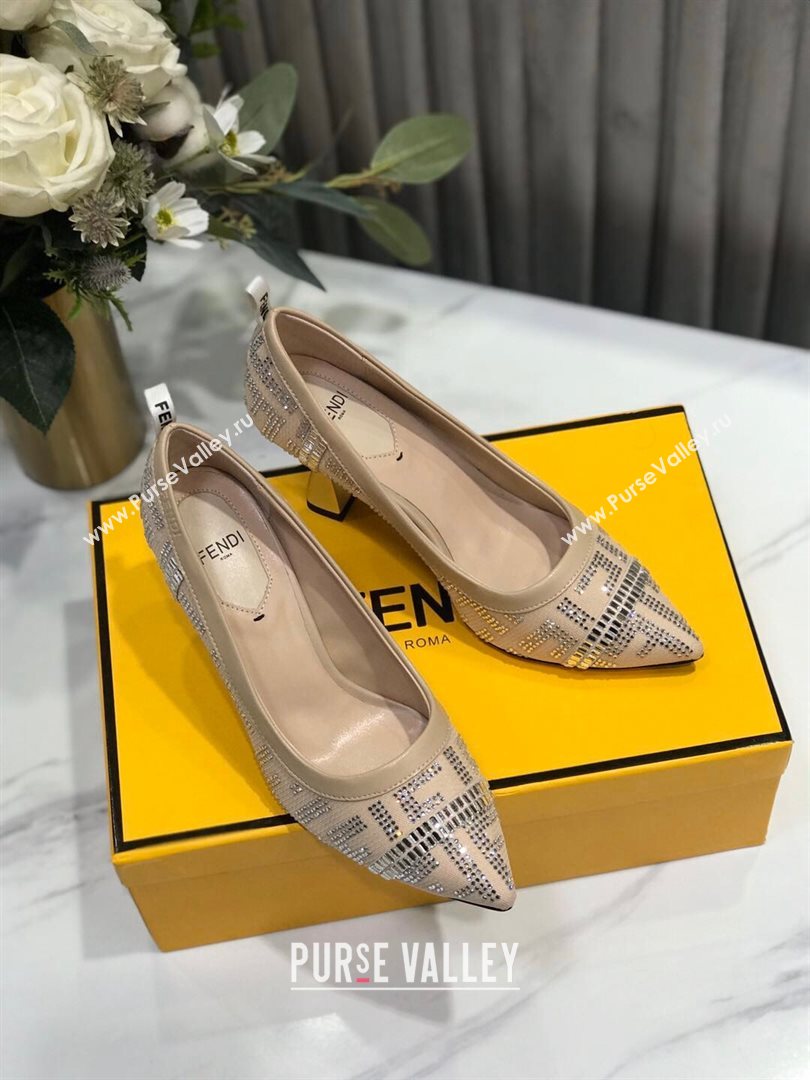 Fendi Colibri Crystal Fabric Pumps 8.5cm Nude 2020 (MD-20122155)