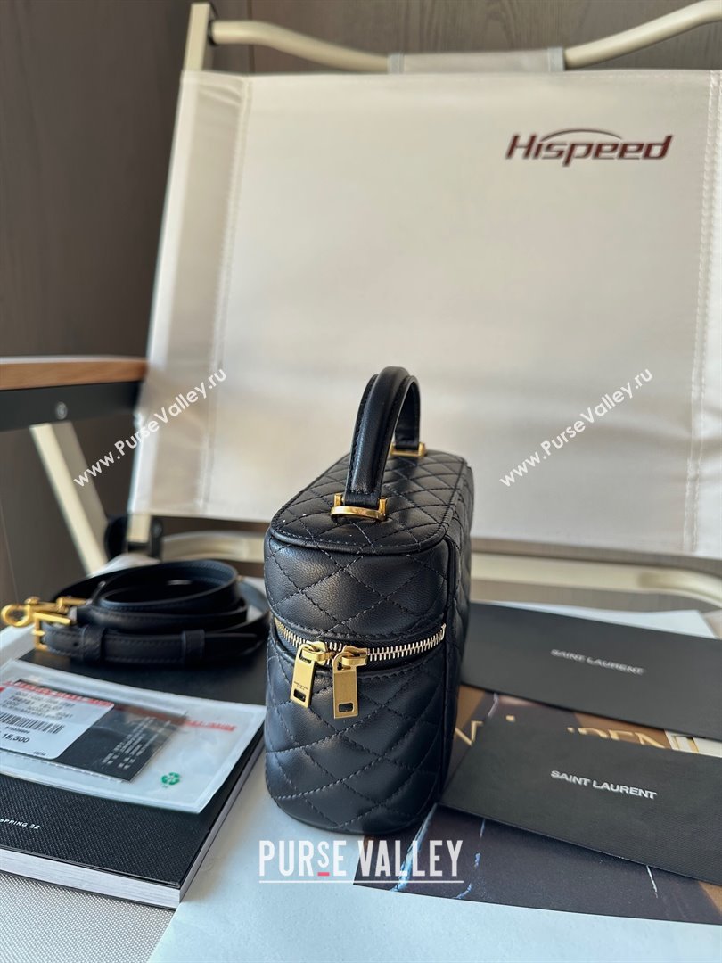 Saint Laurent Gaby Vanity Bag in Black Quilted Lambskin 766731 Black 2024 Top Quality (HS-24121305)