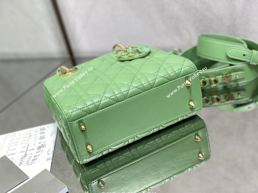 Dior Small Lady My ABCDior Bag in Mint Green Cannage Lambskin 2024 0523 (XXG-240523070)