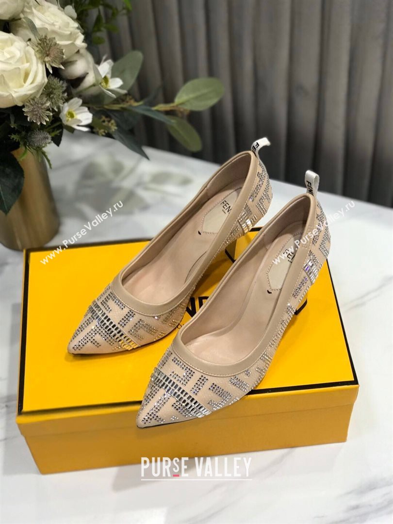 Fendi Colibri Crystal Fabric Pumps 8.5cm Nude 2020 (MD-20122155)