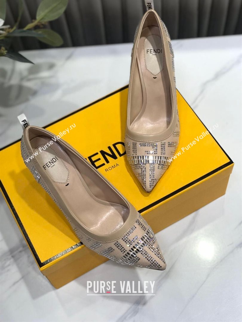 Fendi Colibri Crystal Fabric Pumps 8.5cm Nude 2020 (MD-20122155)