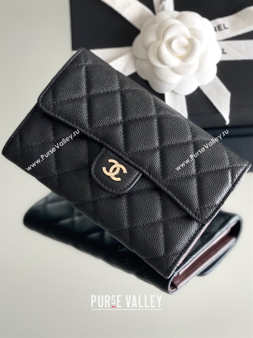 Chanel Grained Calfskin Classic Flap Wallet CH121301 Black 2023 Top (MHE-23121303)