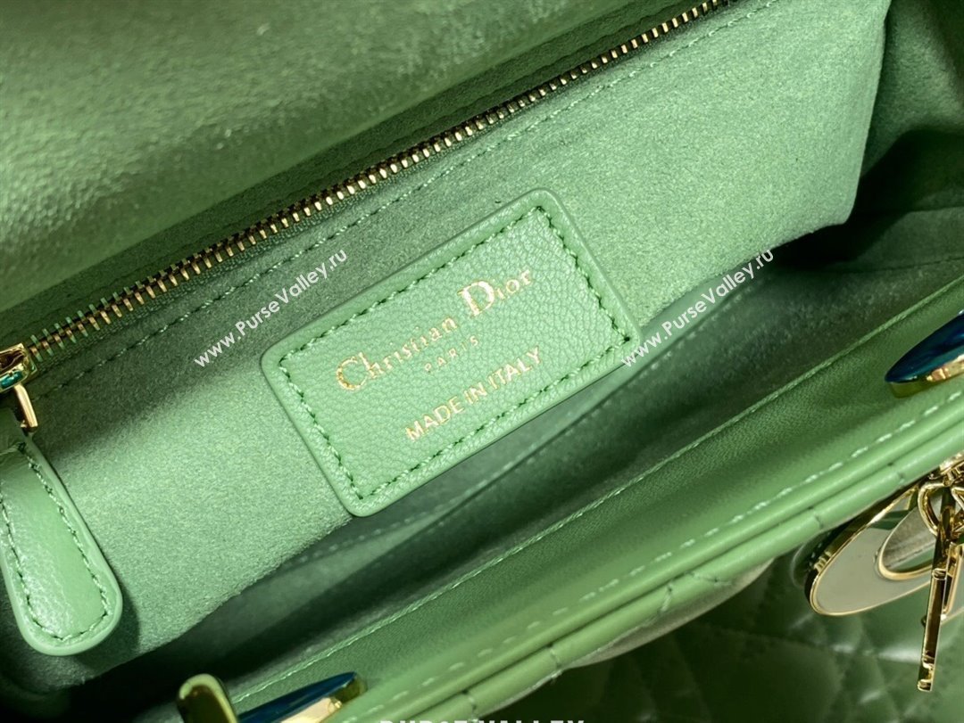 Dior Small Lady My ABCDior Bag in Mint Green Cannage Lambskin 2024 0523 (XXG-240523070)