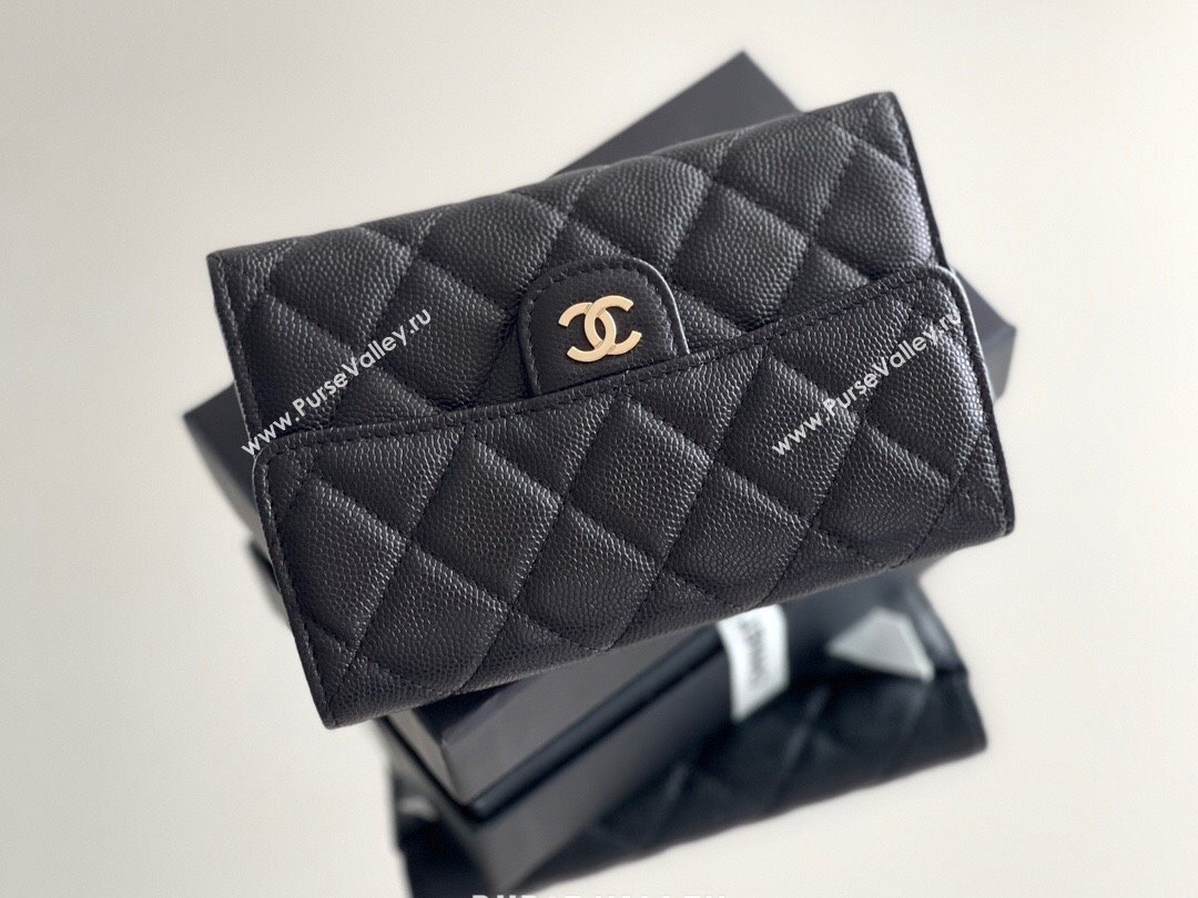 Chanel Grained Calfskin Classic Flap Wallet CH121301 Black 2023 Top (MHE-23121303)