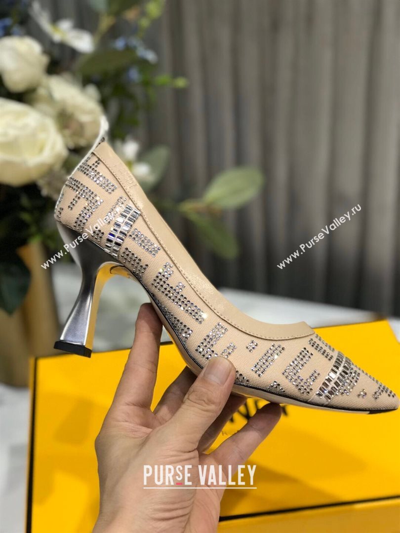 Fendi Colibri Crystal Fabric Pumps 8.5cm Nude 2020 (MD-20122155)