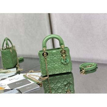 Dior Mini Lady Dior Bag in Mint Green Cannage Lambskin 2024 0523 (XXG-240523071)