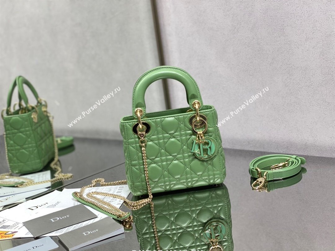 Dior Mini Lady Dior Bag in Mint Green Cannage Lambskin 2024 0523 (XXG-240523071)