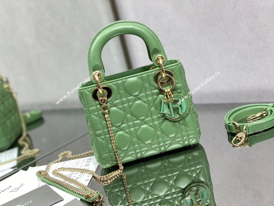 Dior Mini Lady Dior Bag in Mint Green Cannage Lambskin 2024 0523 (XXG-240523071)