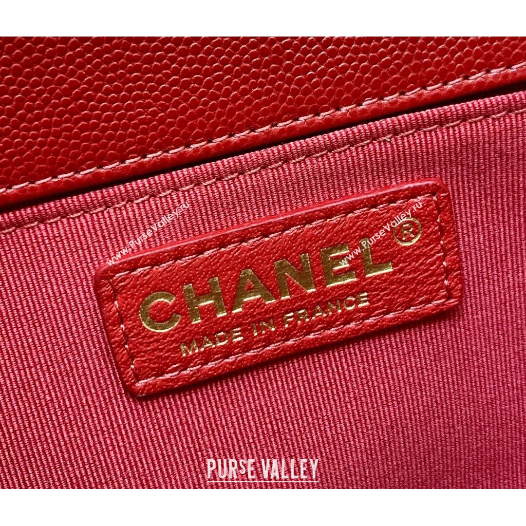 Chanel Quilted Original Haas Caviar Leather Medium Boy Flap Bag Red/Gold (Top Quality) (SHUNY-210811061)