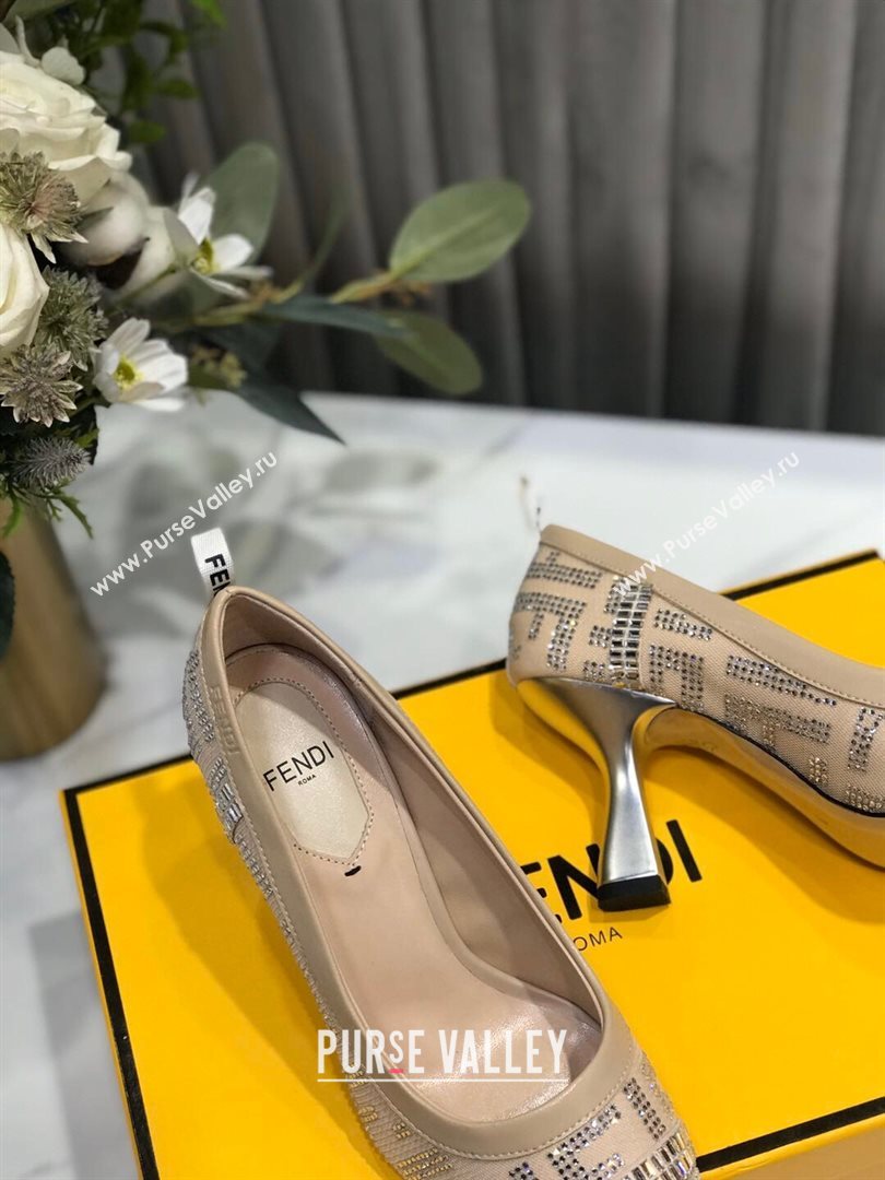 Fendi Colibri Crystal Fabric Pumps 8.5cm Nude 2020 (MD-20122155)