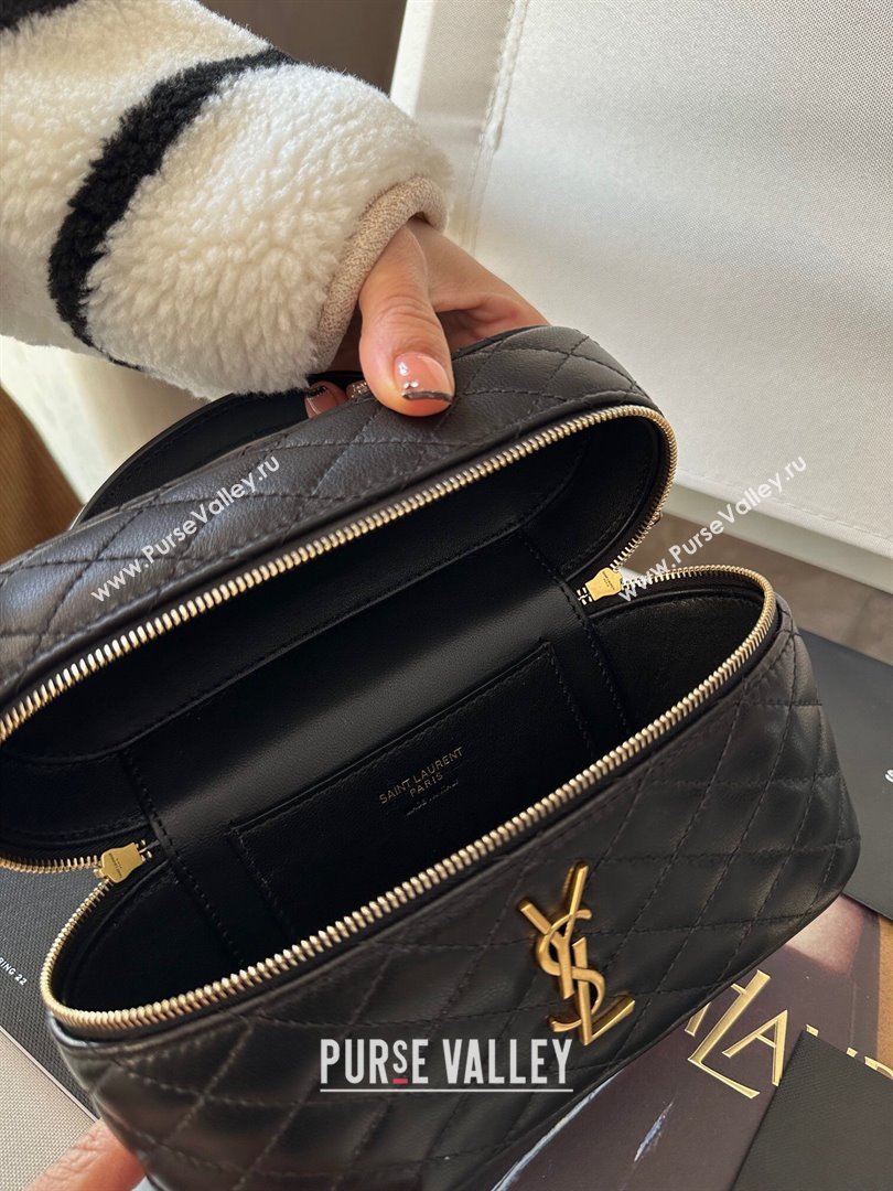 Saint Laurent Gaby Vanity Bag in Black Quilted Lambskin 766731 Black 2024 Top Quality (HS-24121305)