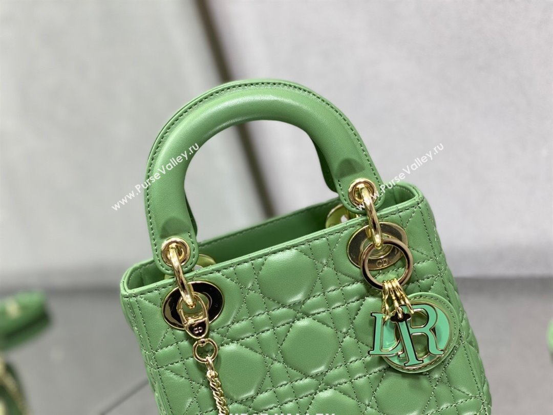 Dior Mini Lady Dior Bag in Mint Green Cannage Lambskin 2024 0523 (XXG-240523071)