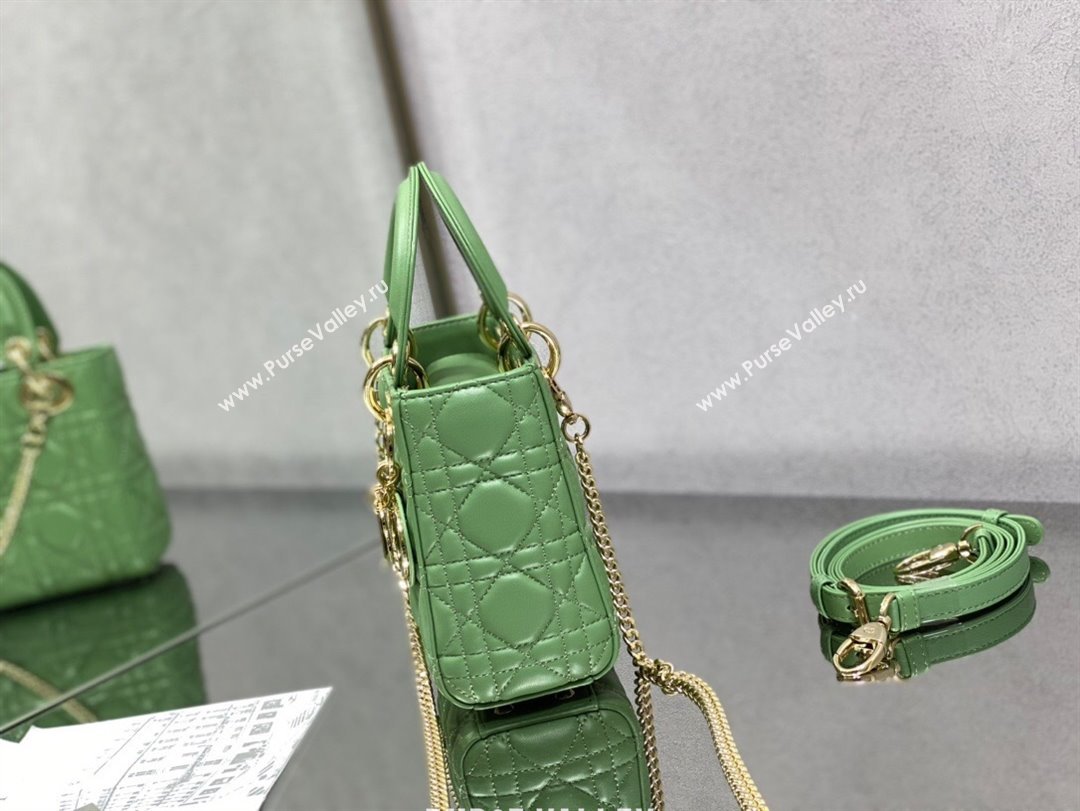 Dior Mini Lady Dior Bag in Mint Green Cannage Lambskin 2024 0523 (XXG-240523071)