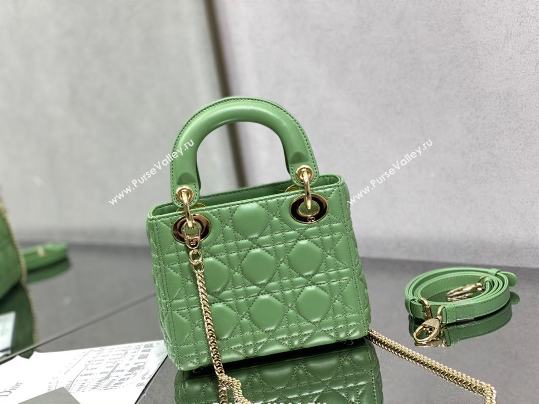 Dior Mini Lady Dior Bag in Mint Green Cannage Lambskin 2024 0523 (XXG-240523071)