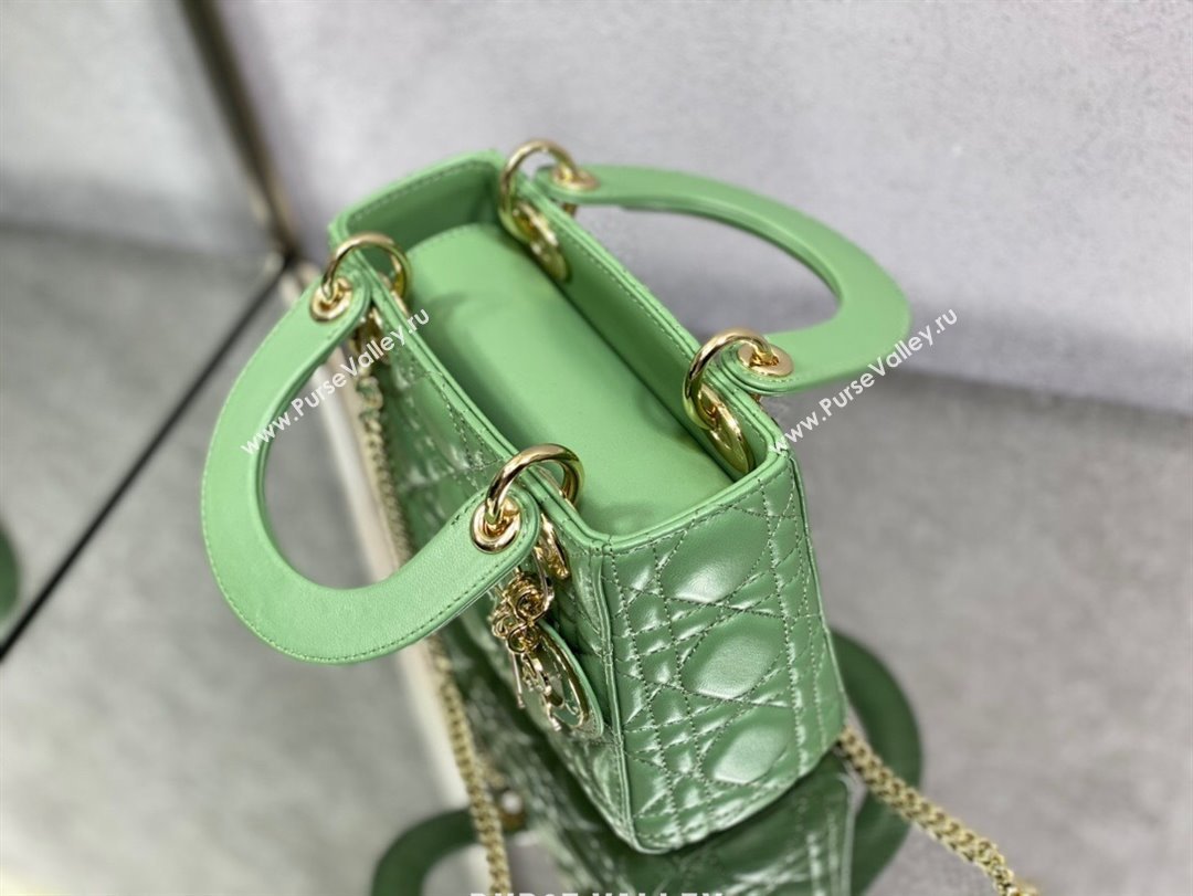 Dior Mini Lady Dior Bag in Mint Green Cannage Lambskin 2024 0523 (XXG-240523071)