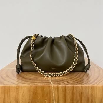 Loewe Medium Flamenco Purse in Mellow Nappa Lambskin 9057 Dark Khaki Green 2024 Top (KE-24090212)