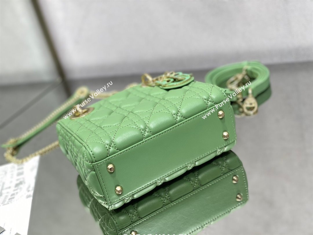 Dior Mini Lady Dior Bag in Mint Green Cannage Lambskin 2024 0523 (XXG-240523071)