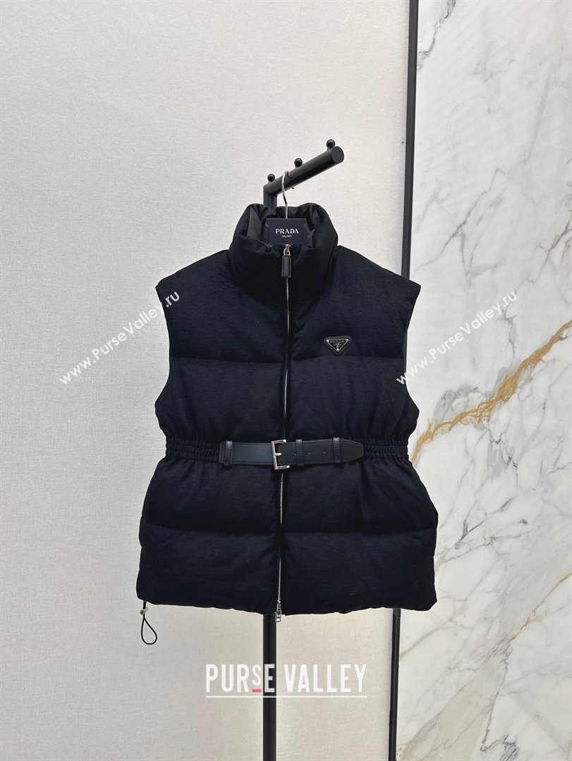 Prada Flannel Down Vest P101905 Black 2024 (Q-24101905)