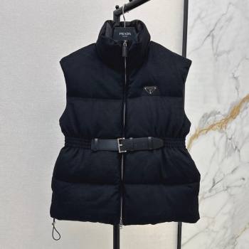 Prada Flannel Down Vest P101905 Black 2024 (Q-24101905)