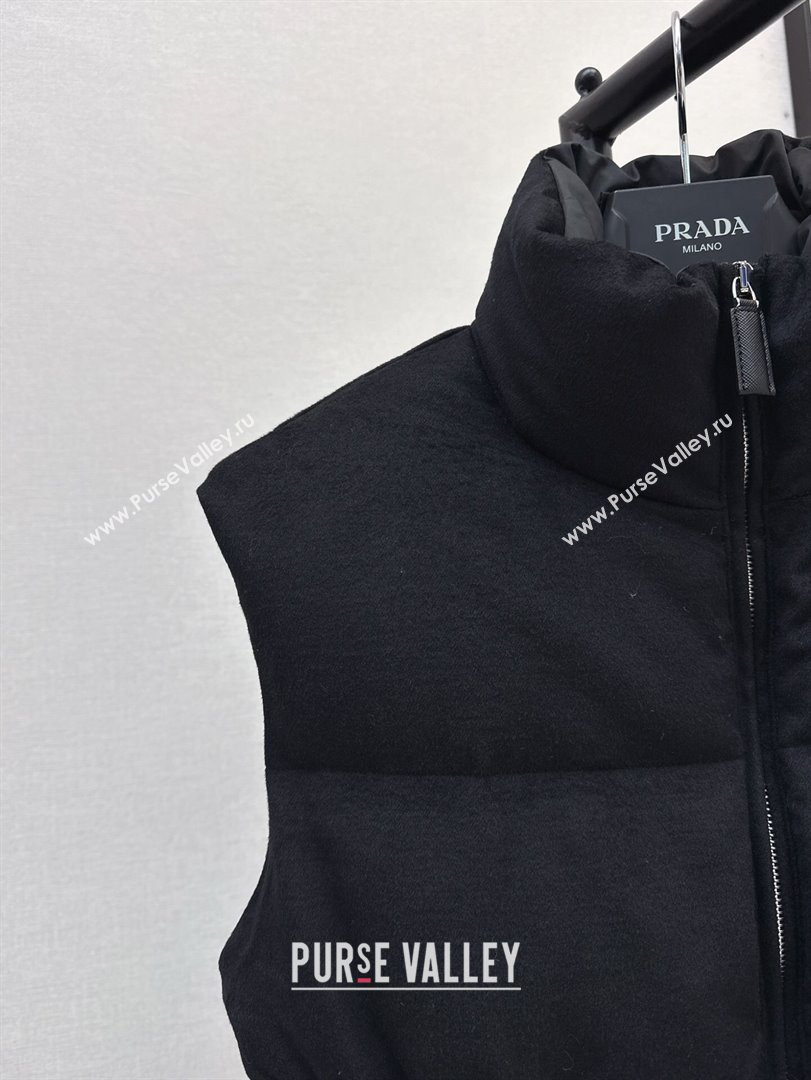 Prada Flannel Down Vest P101905 Black 2024 (Q-24101905)